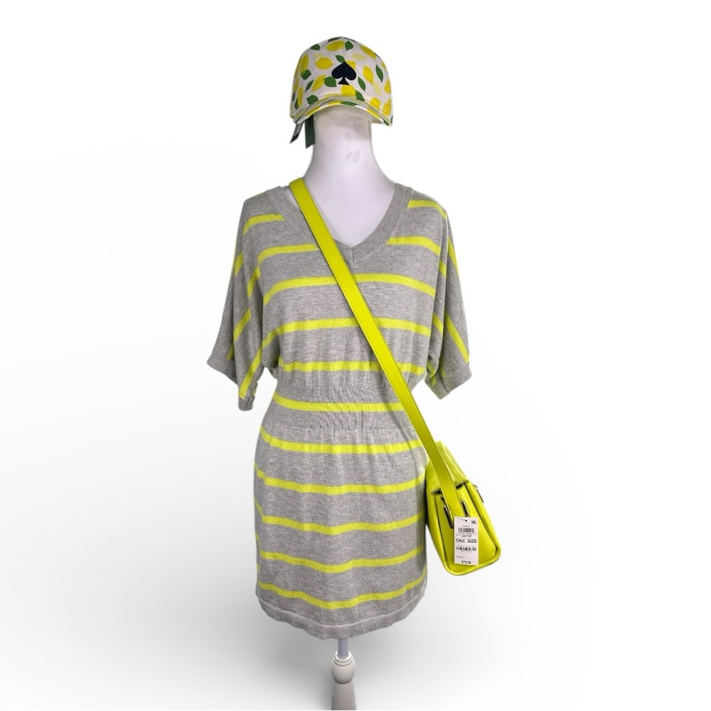 Express Gray and Yellow Striped Dress M‎